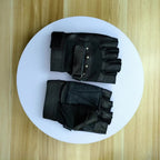 Gants demi-doigts cuir, vue détail