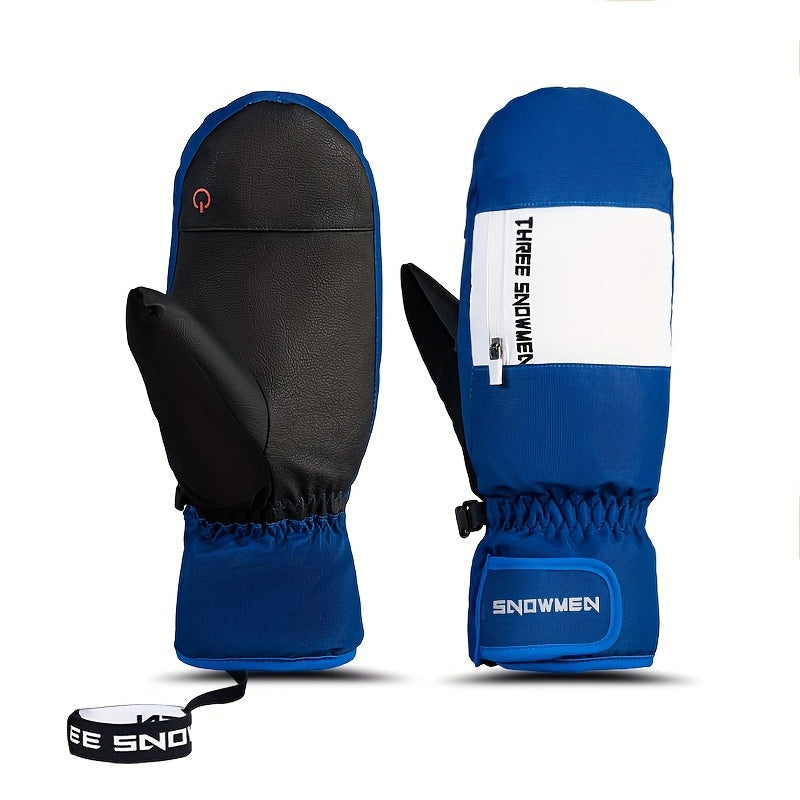 Gants de snowboard femme bleu klein, poche zippée