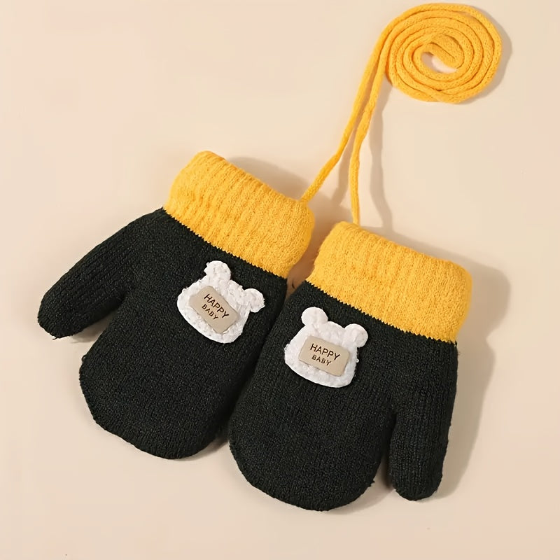 Gants enfant coloris olive, motifs animaux