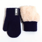 Gants enfant coloris bleu marine, double couche