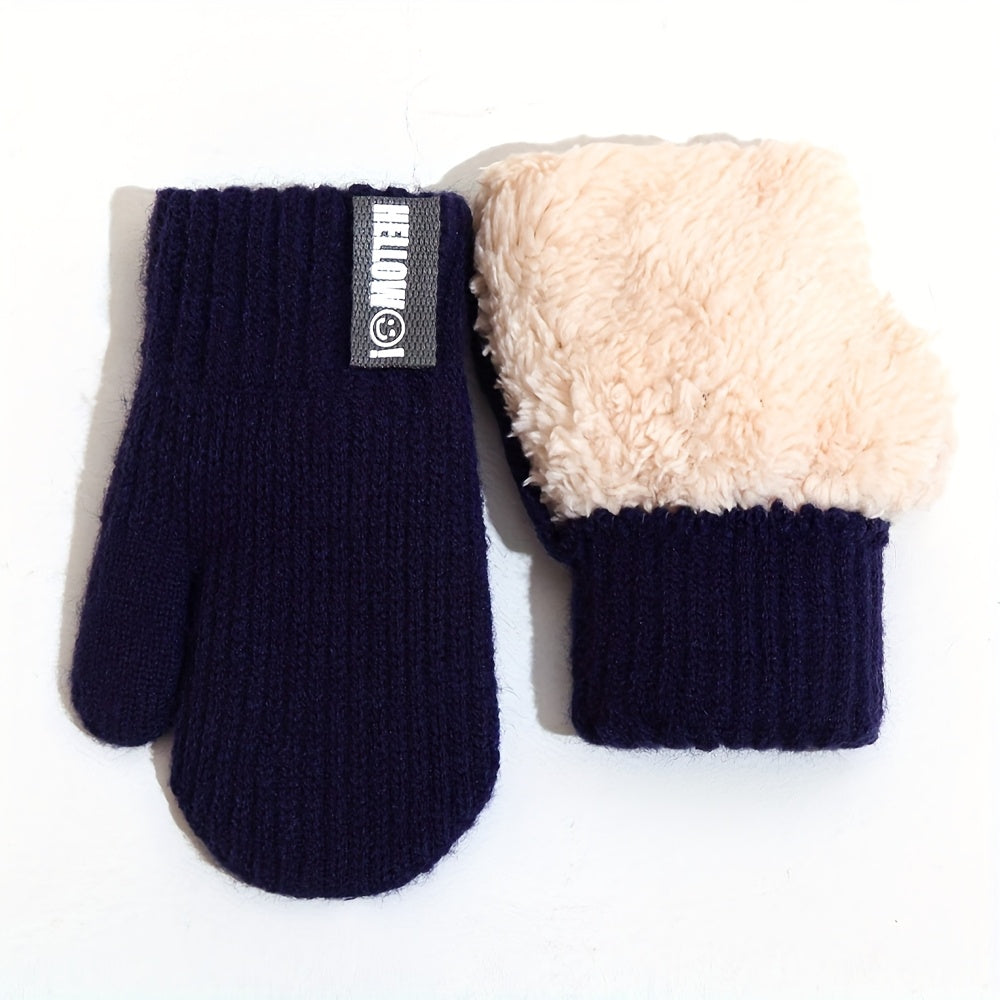Gants enfant coloris bleu marine, double couche