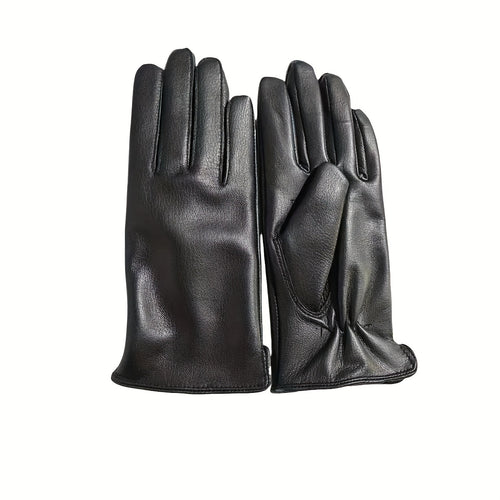 Gants cuir femme, coloris noir classique, posés à plat
