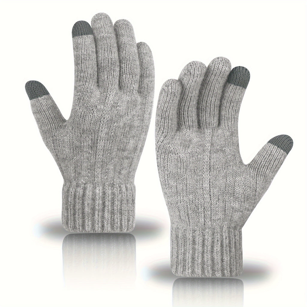 Gants tricot gris clair classique