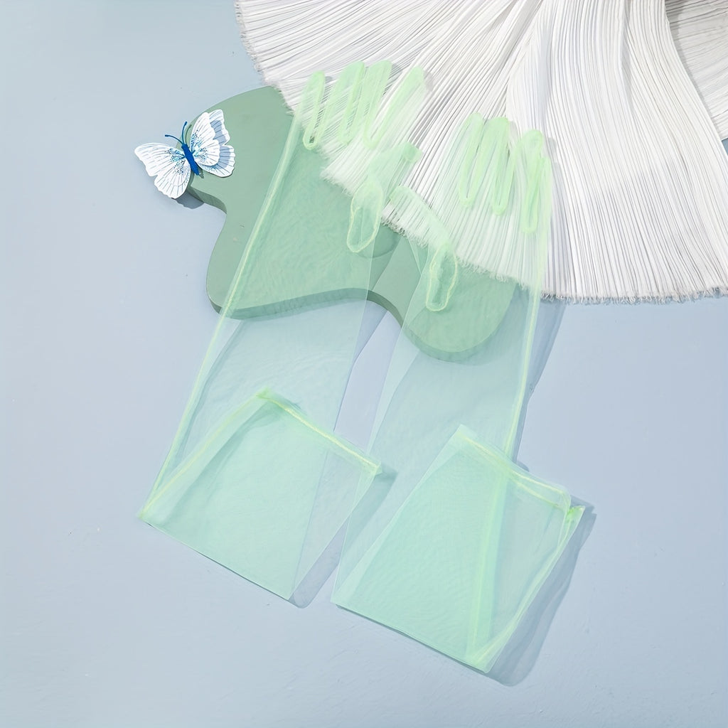 Gants longs femme tulle coloris vert