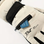 Gants de ski blanc cassé, poche zippée sur le dessus de la main