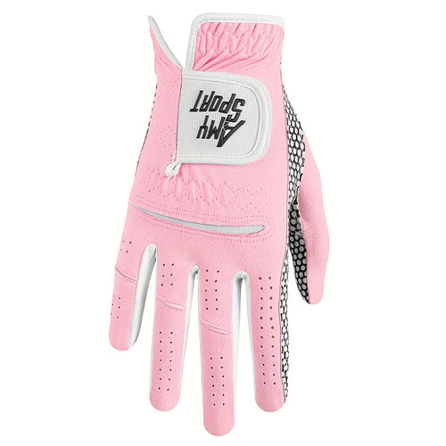 Gant de golf rose, vue détail