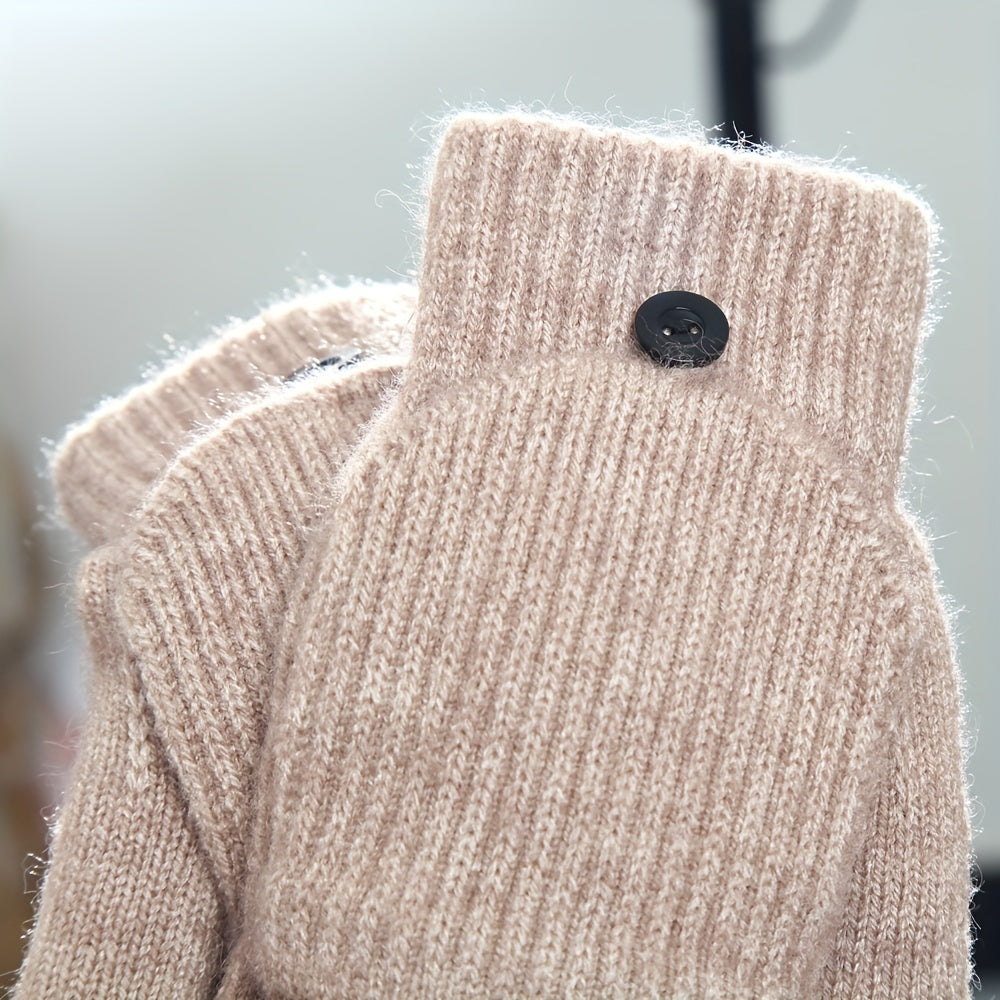 Gants enfant demi-doigts jacquard, présentation à plat