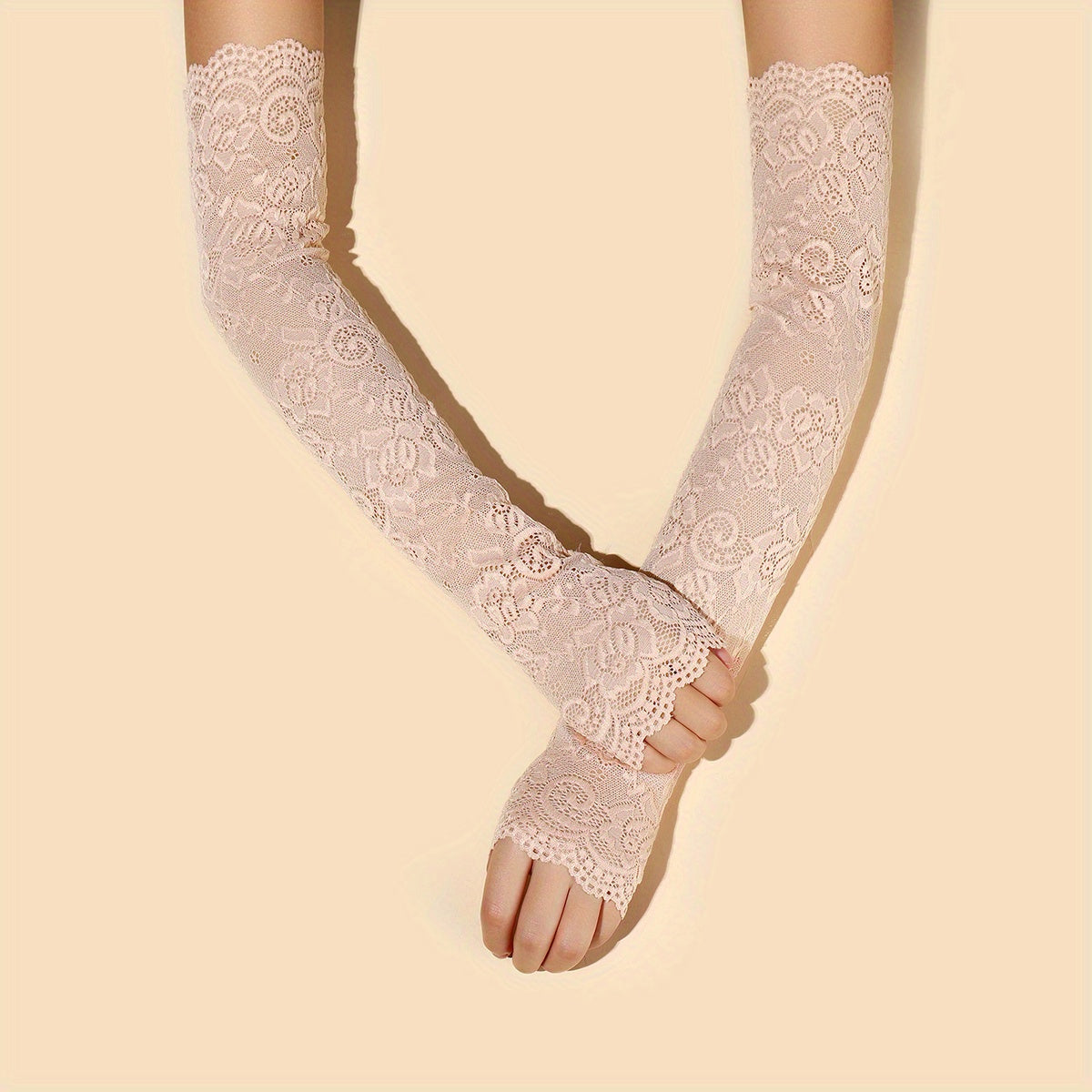 Mitaine femme dentelle coloris beige