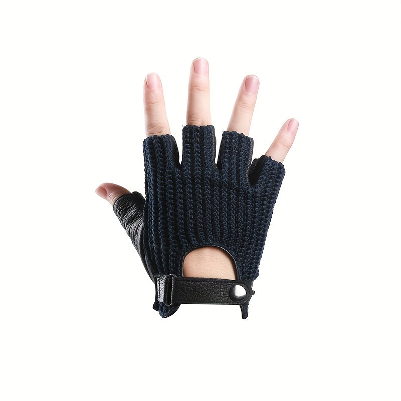 Gants demi-doigts bleu