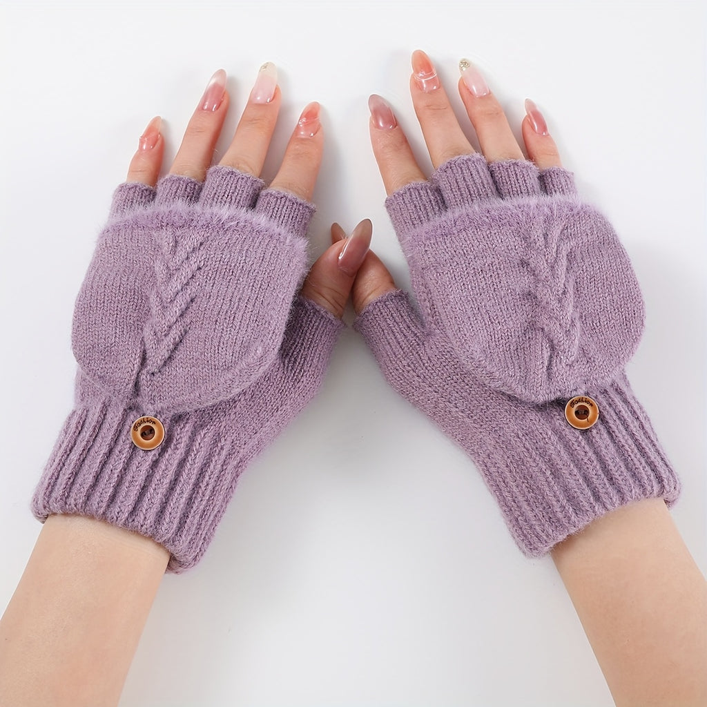 Mitaine femme convertible violette, vue de face
