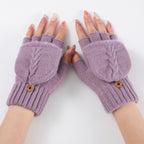 Mitaine femme convertible violette, vue de face