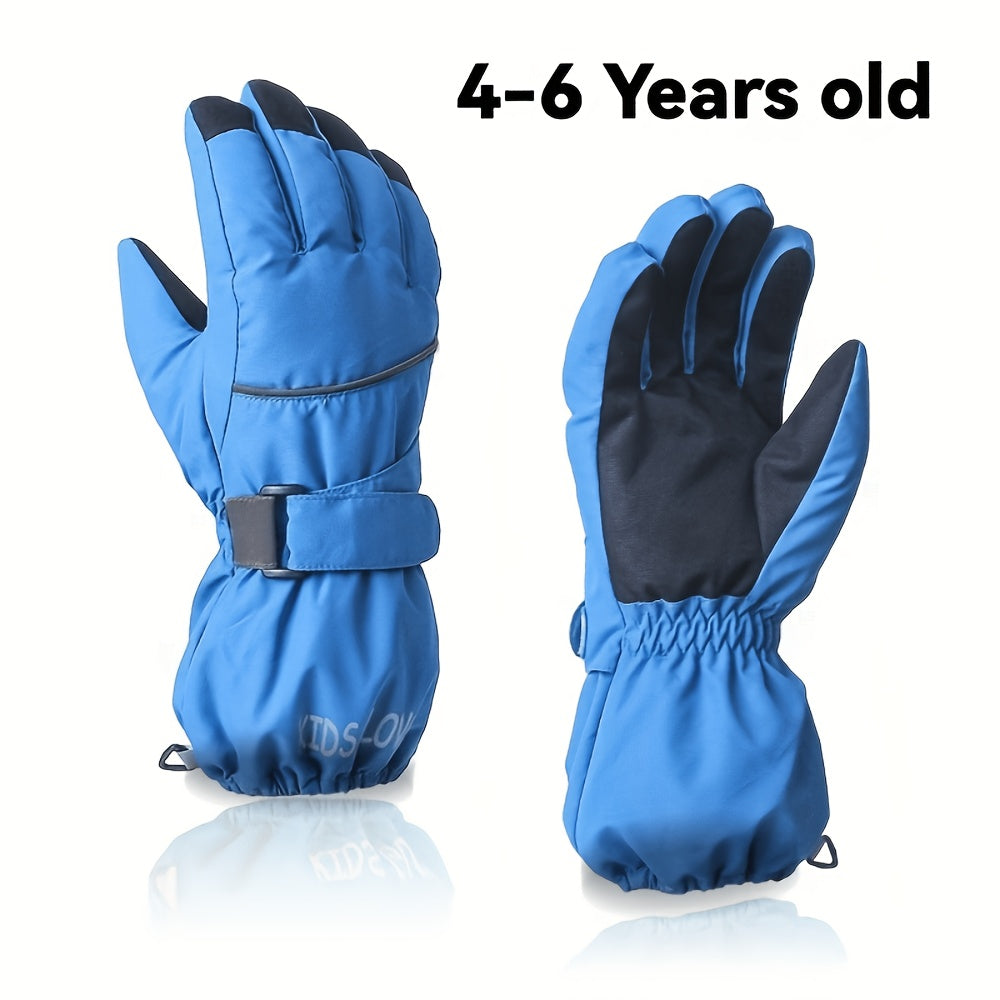 Gants enfant bleus, taille 4-6 ans, vue de face et de la paume