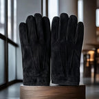 Gants homme cuir daim noir, vue détail