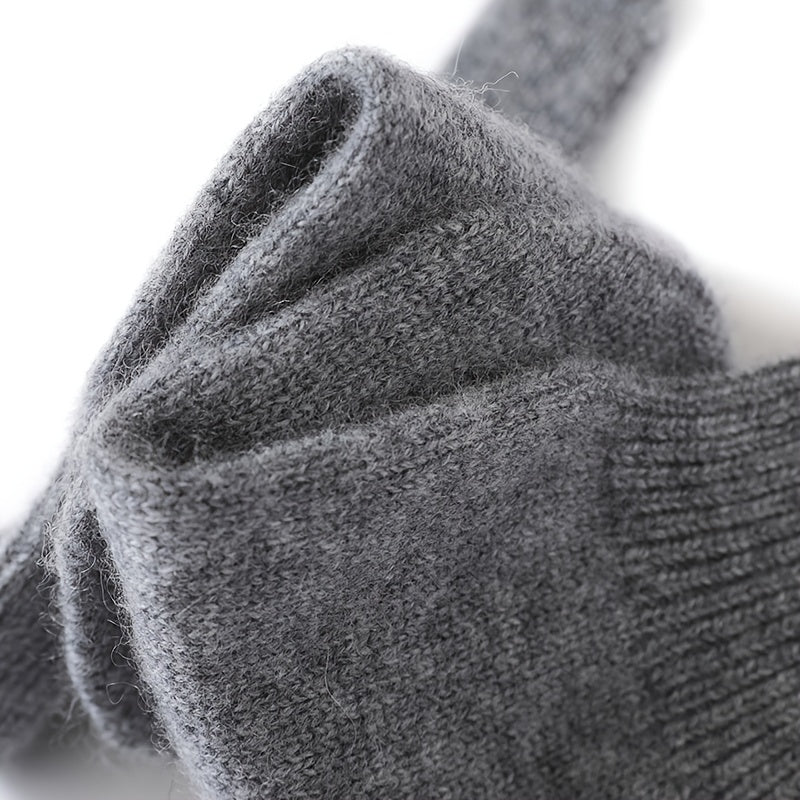 Moufle femme laine et cachemire, gros plan sur la texture