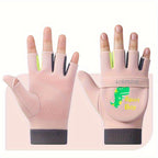 Gants enfant rose, motif dinosaure à rabat réfléchissant