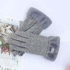 Gants en laine gris, vue portée