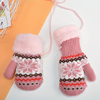 Gants enfant coloris rose, motif floral
