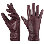 Gants cuir femme, vue rapprochée de la zone tactile