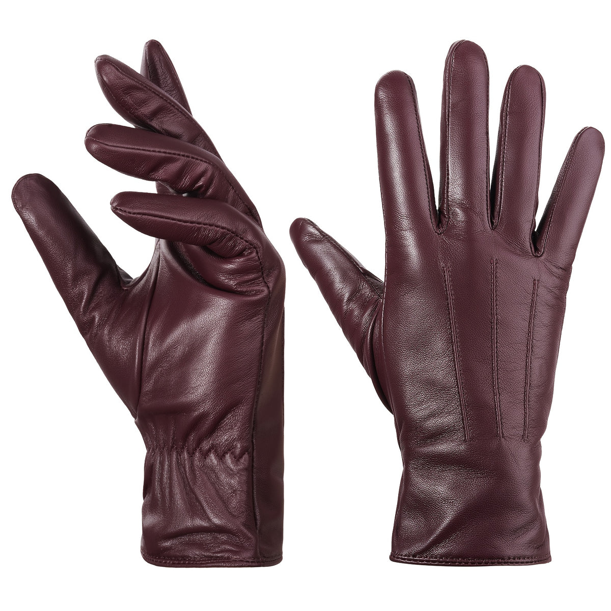 Gants cuir femme, vue rapprochée de la zone tactile