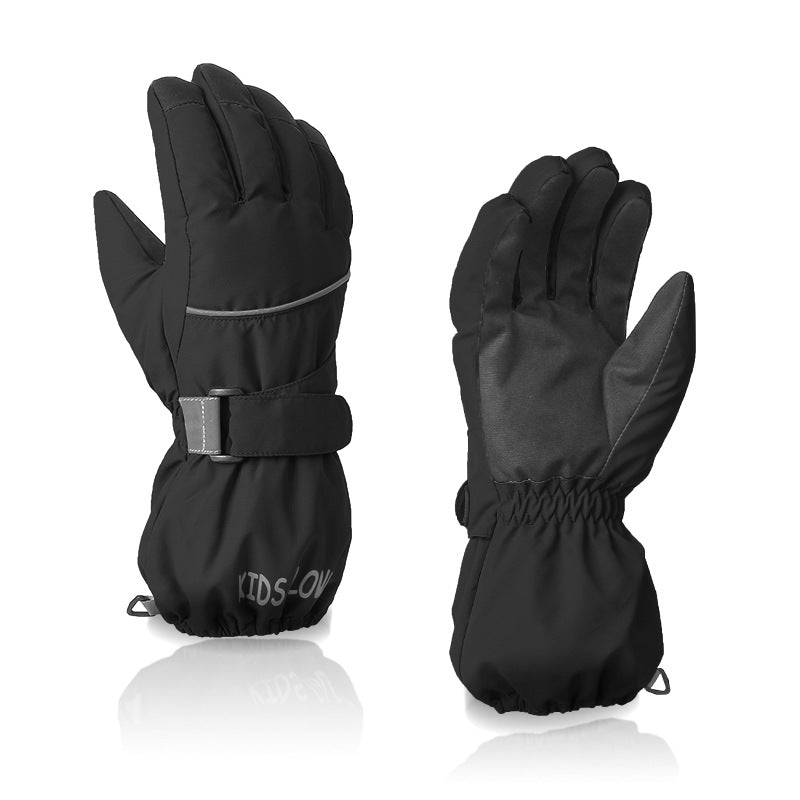 Gants enfant noirs, vue de face et de la paume