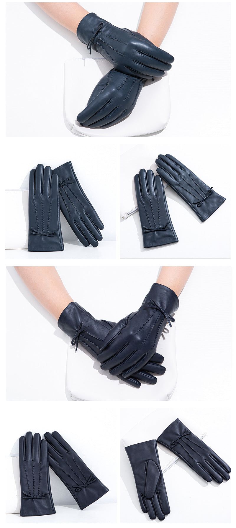 Gants cuir femme, coloris camel, posés à plat