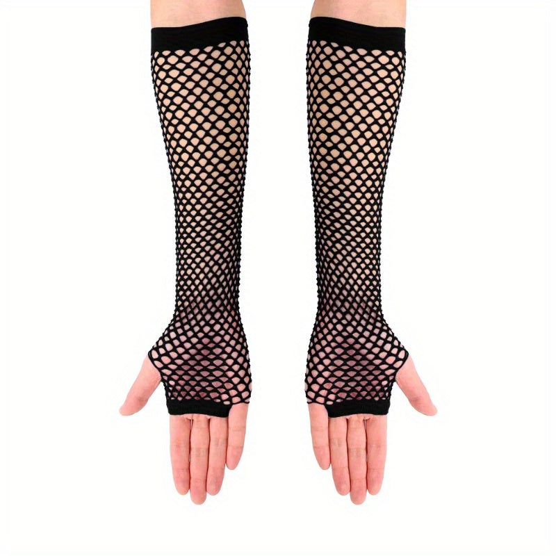 Mitaine femme longue en maille noire