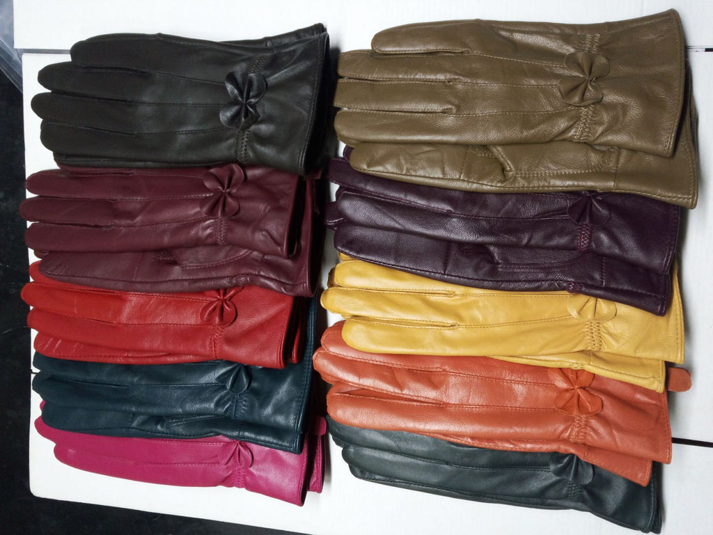 Gants cuir femme violet, vue rapprochée des coutures