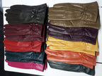Gants cuir femme violet, vue rapprochée des coutures