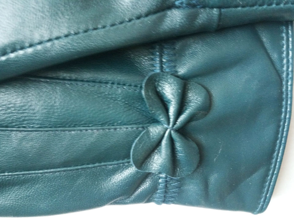 Gants cuir femme violet, vue de profil