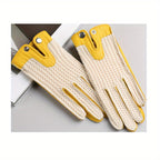 Gants cuir homme rétro, vue rapprochée du bouton pression