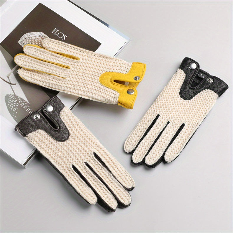 Gants cuir homme rétro, vue de trois-quarts