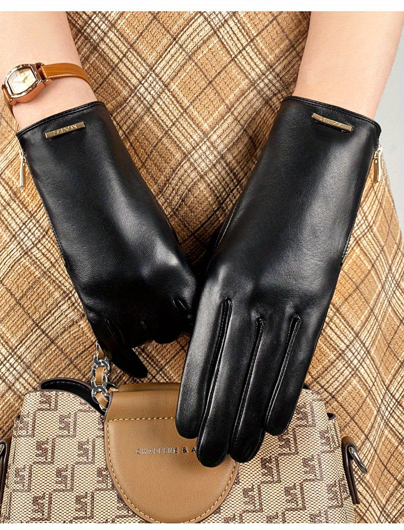 Gants cuir femme, vue de dos