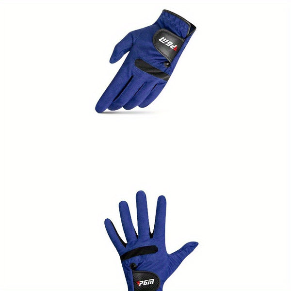 Gant de golf bleu, vue du dos et de la paume