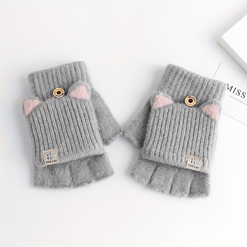 Mitaines enfant oreilles de chat, vue détail
