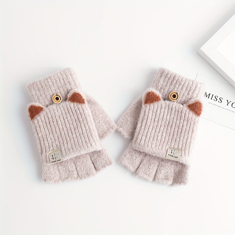 Mitaines enfant oreilles de chat, vue détail