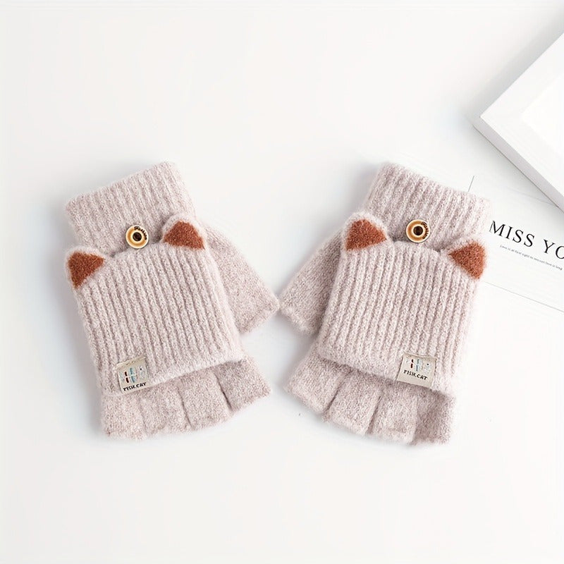 Mitaines enfant oreilles de chat, vue détail