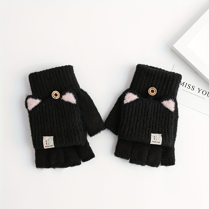 Mitaines enfant oreilles de chat, vue détail