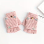 Mitaines enfant oreilles de chat, vue détail