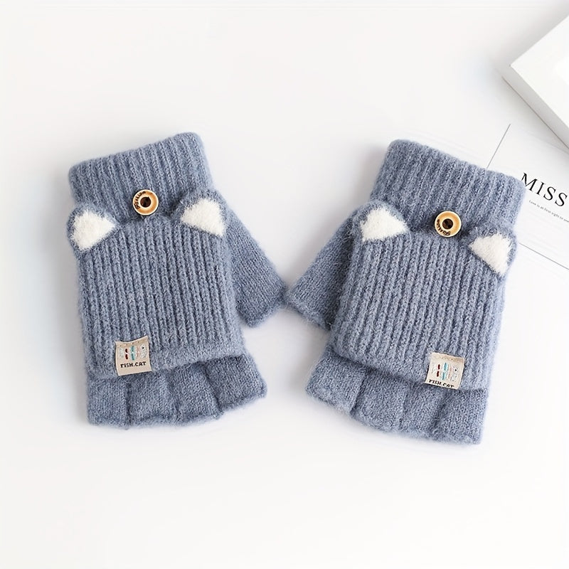 Mitaines enfant oreilles de chat, vue détail