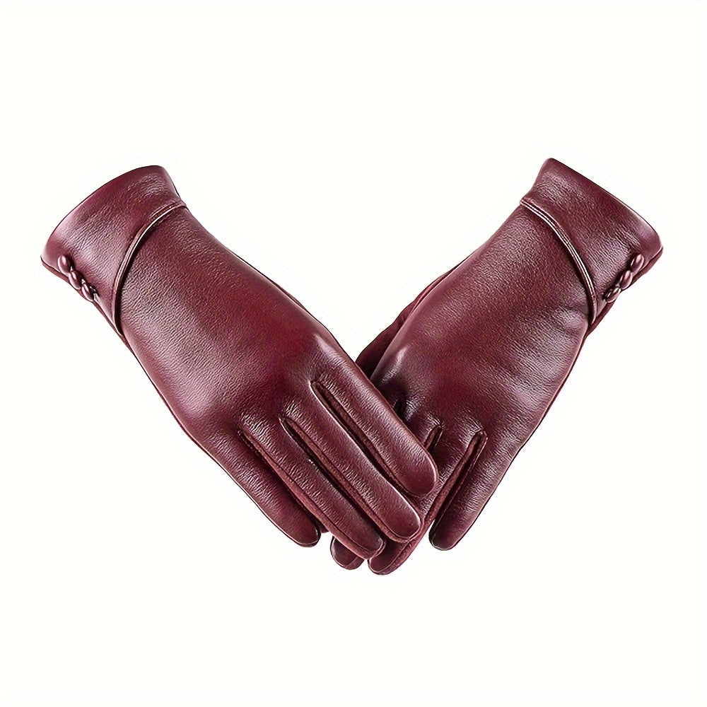 Gants cuir femme noir, vue portée
