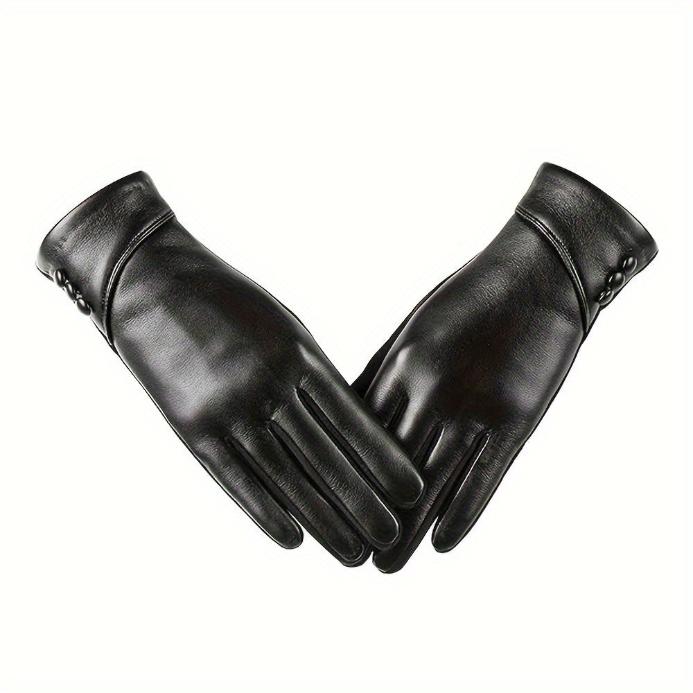 Gants cuir femme noir, vue de profil
