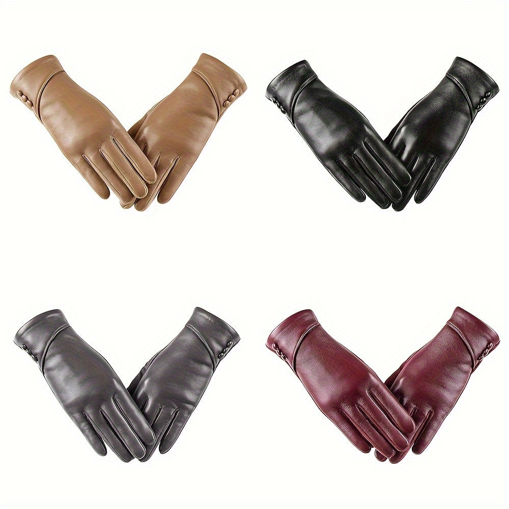 Gants cuir femme noir, posés à plat