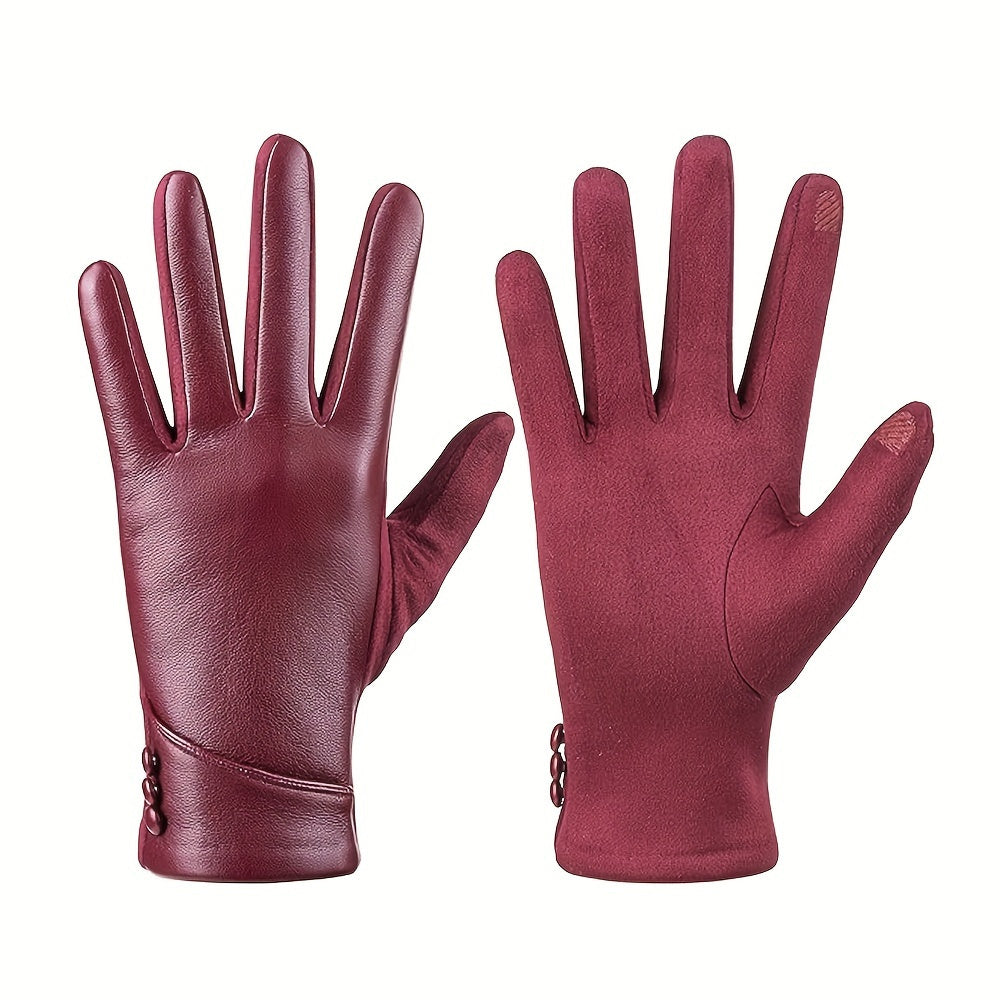 Gants cuir femme noir, vue rapprochée des perles