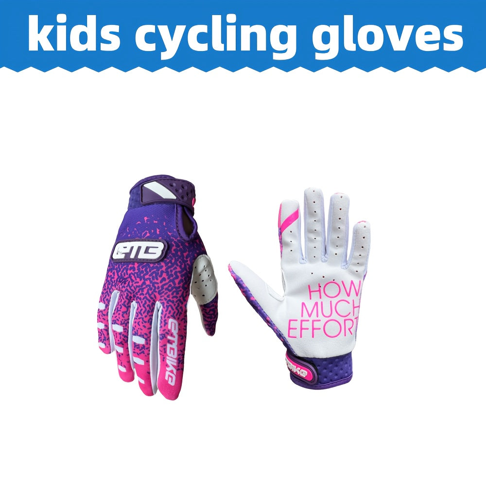 Gants de vélo enfant coloris violet et rouge