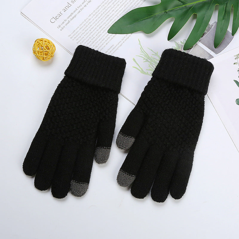 Gant homme noir en laine et cachemire, tactile