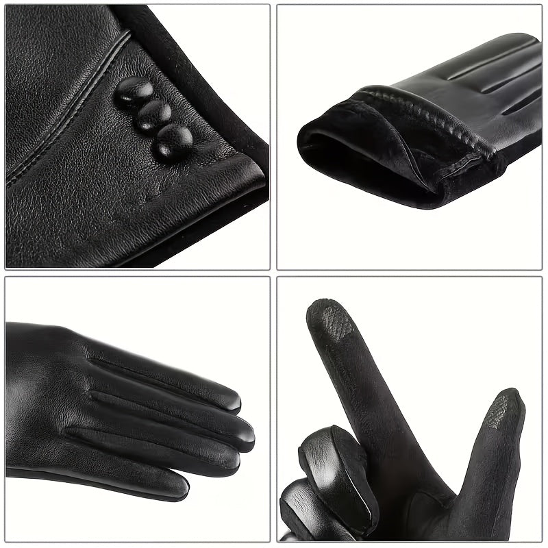 Gants cuir femme noirs, vue de la doublure intérieure