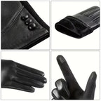 Gants cuir femme noirs, vue de la doublure intérieure