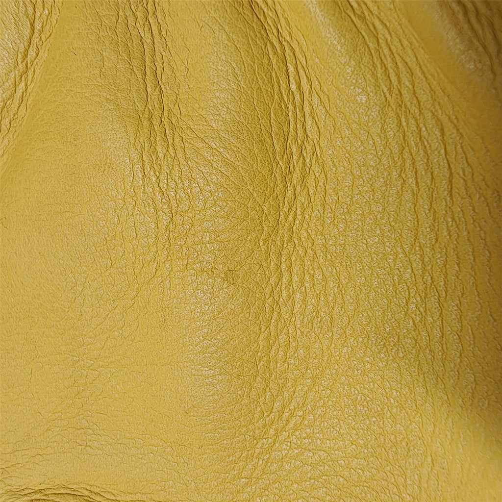 Gants cuir homme jaune, vue rapprochée des coutures