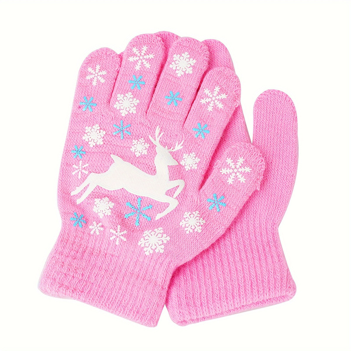 Gants enfant coloris rose, tricot extensible