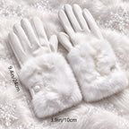 Gants tactiles femme blancs avec leurs mesures : 24 cm de long, 10 cm de large
